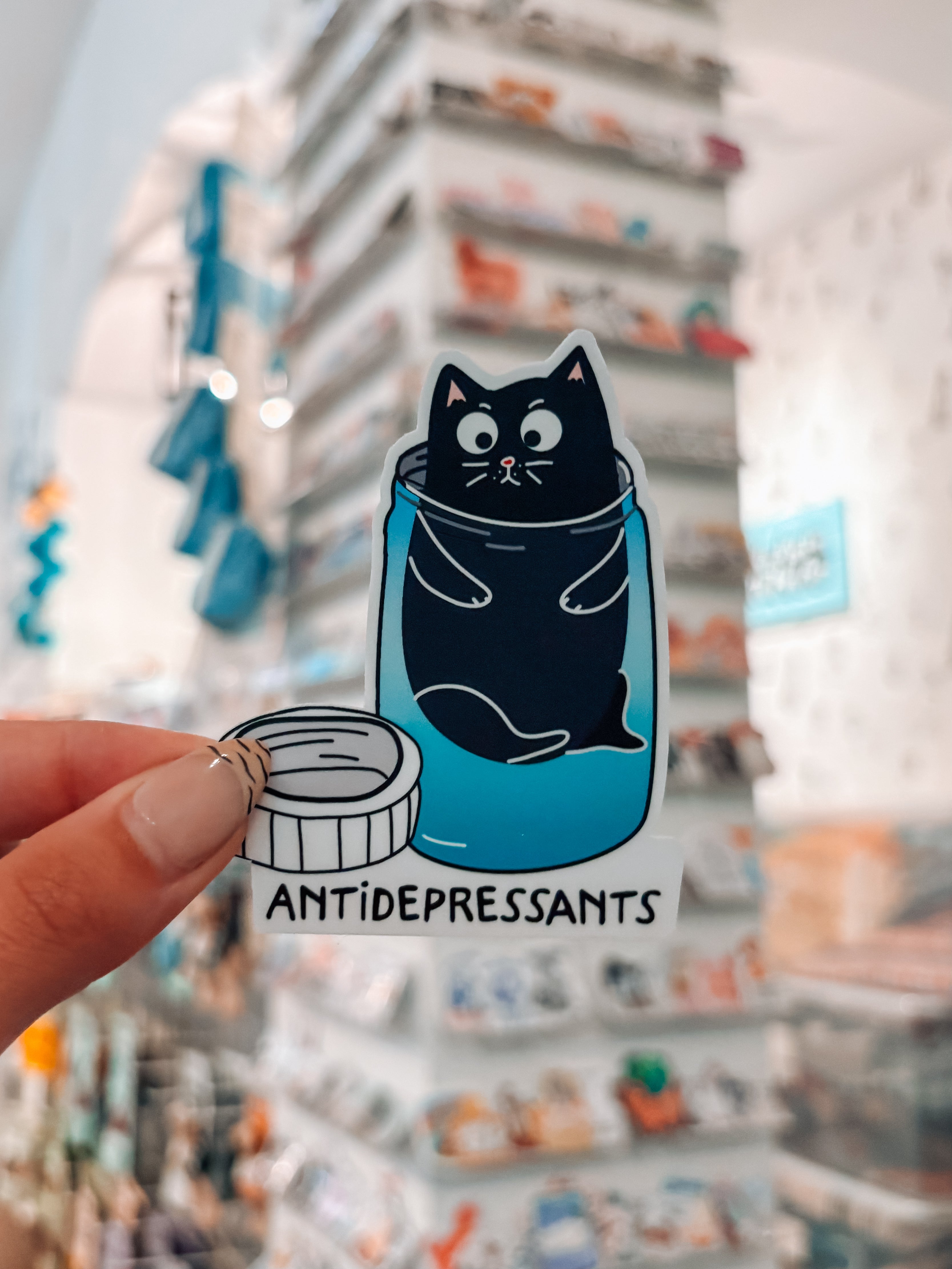 Cat Antidepressants Laptop Sticker - Modern Companion