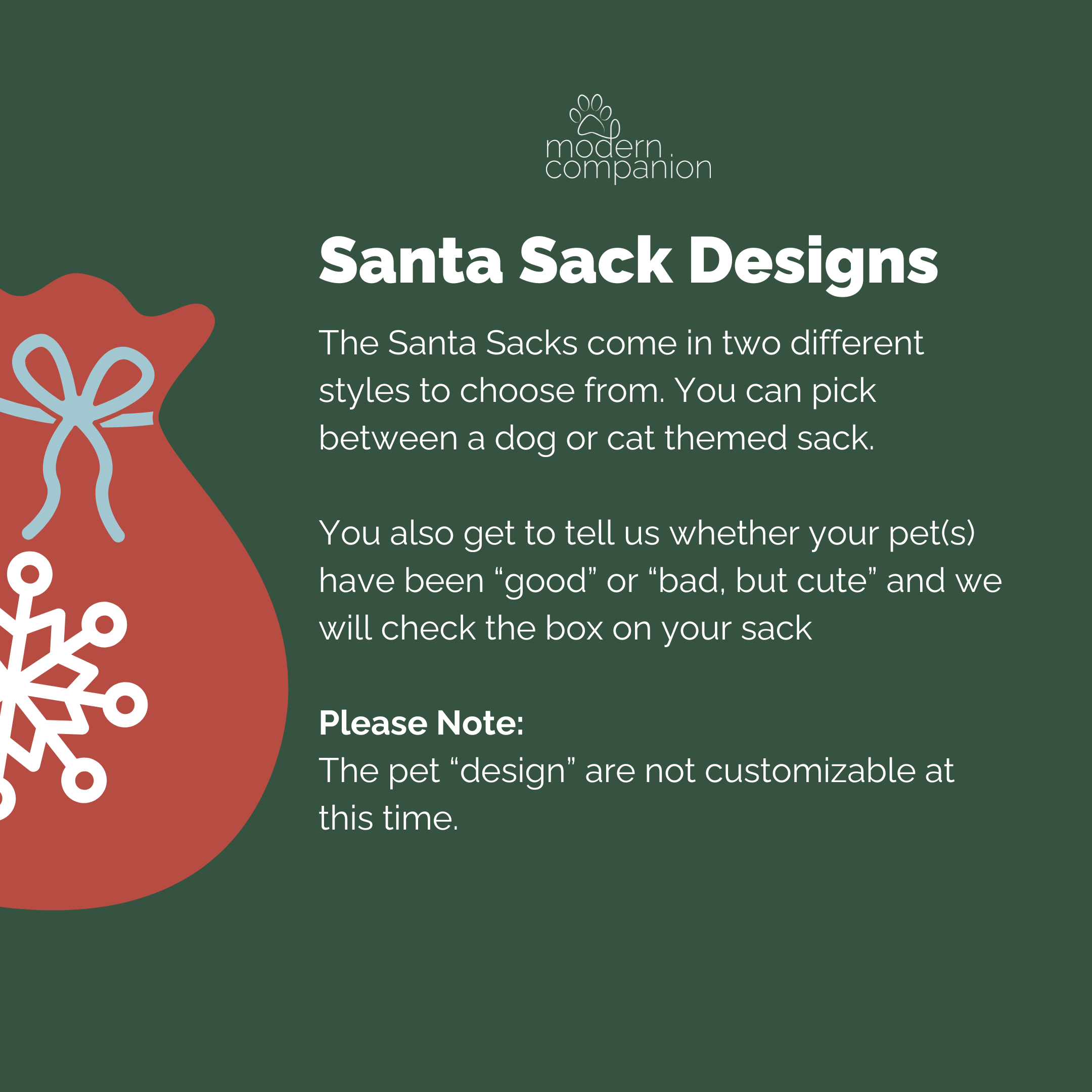 Curated Pet Santa Sacks 2025 - Modern Companion