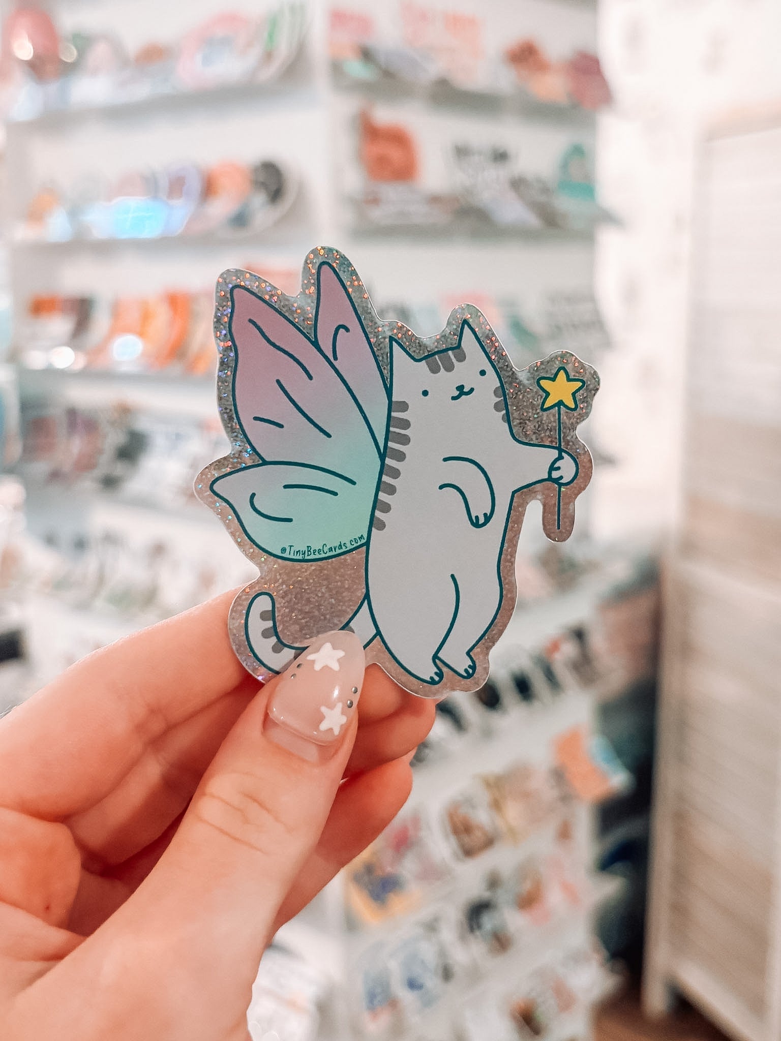 Fairy Cat Glitter Whimsical Sticker - Modern Companion