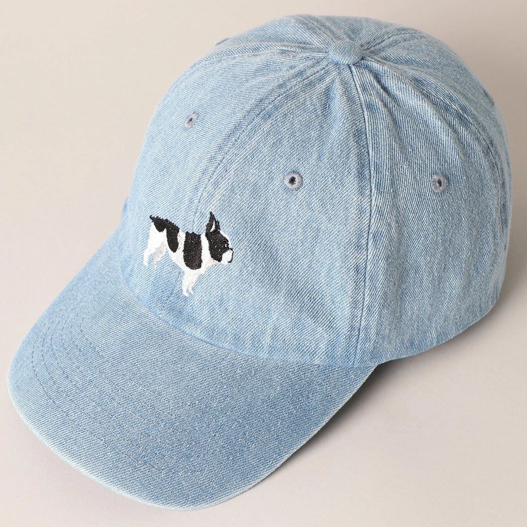 French Bulldog Dog Embroidered Denim Hat - Modern Companion