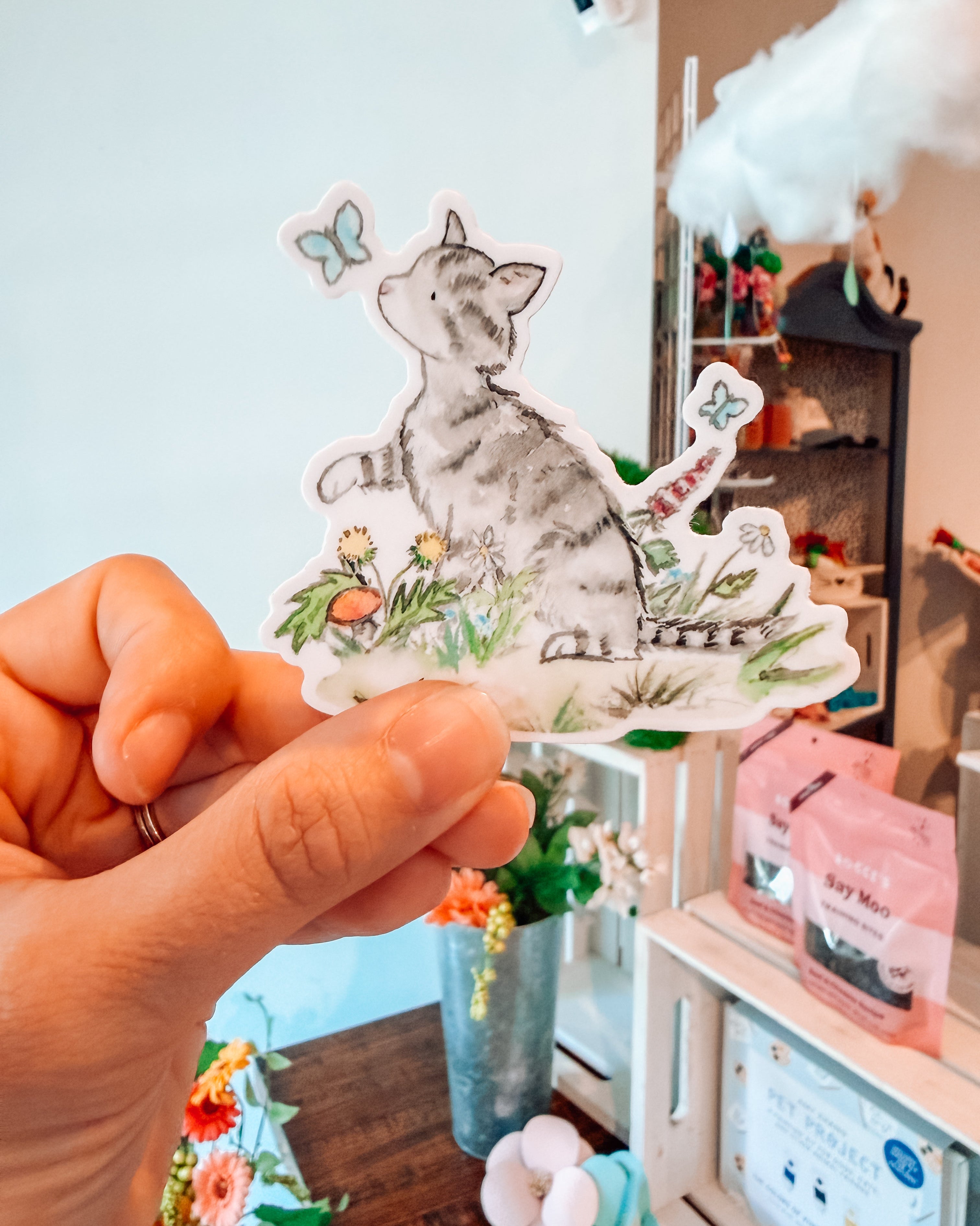 Gray Tabby Cat Sticker - Modern Companion
