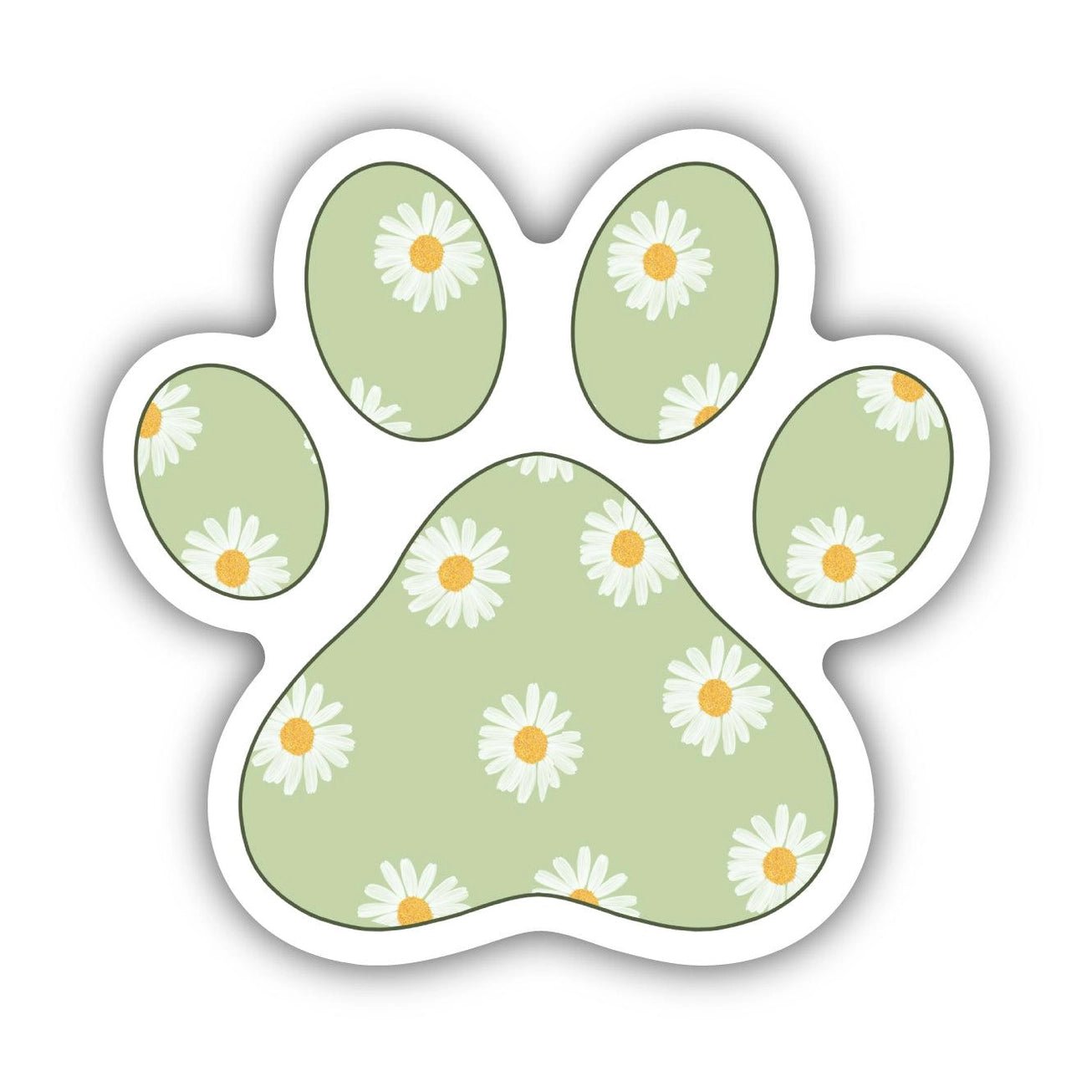Green Floral Paw Print Sticker - Modern Companion