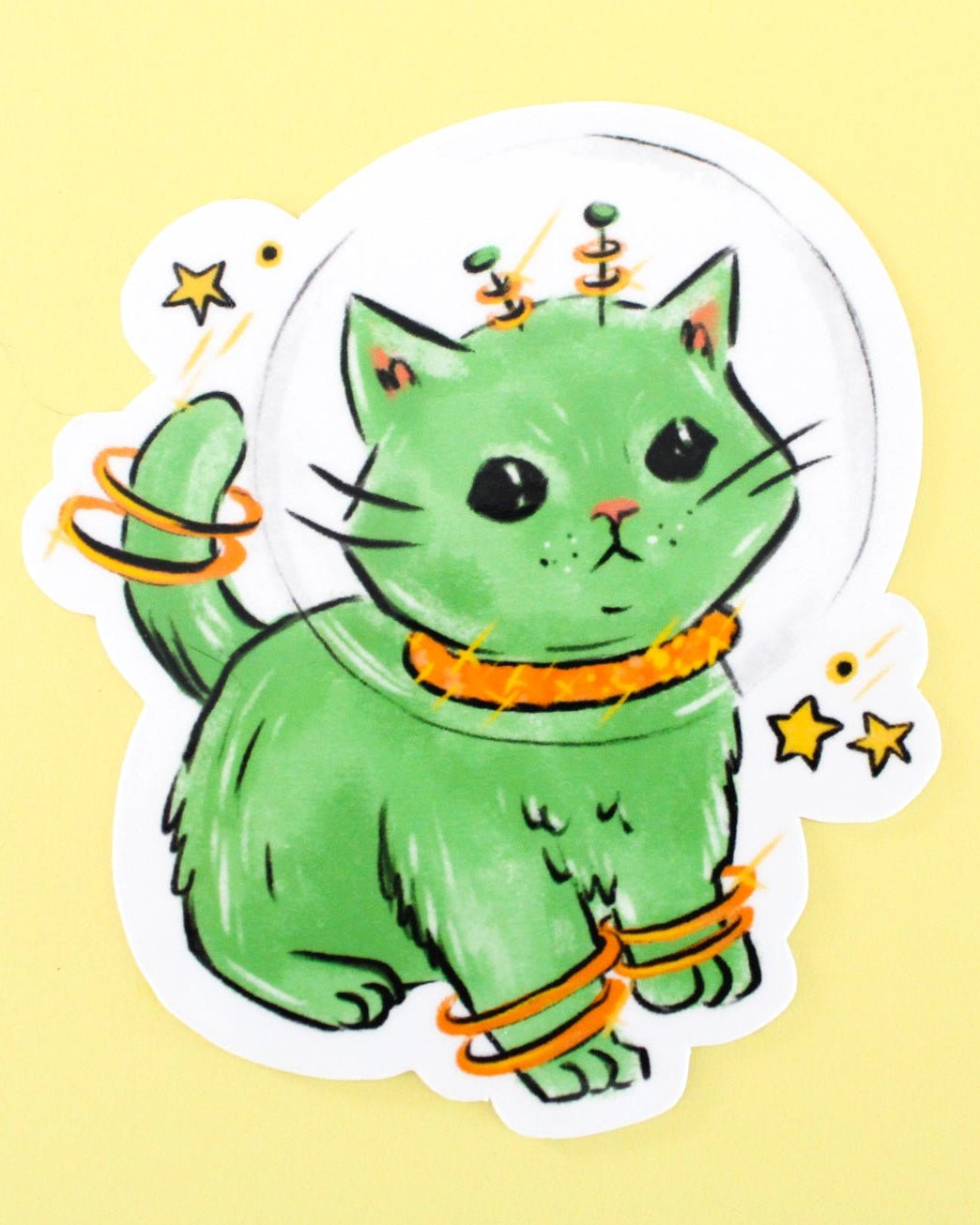Green Space Kitten Sticker - Modern Companion