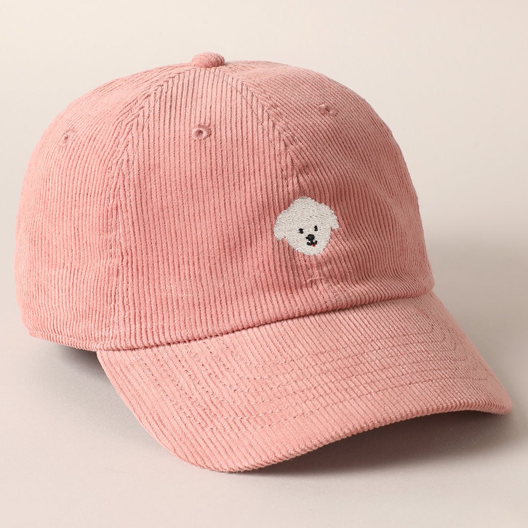 Maltese Dog Embroidery Corduroy Hat - Modern Companion