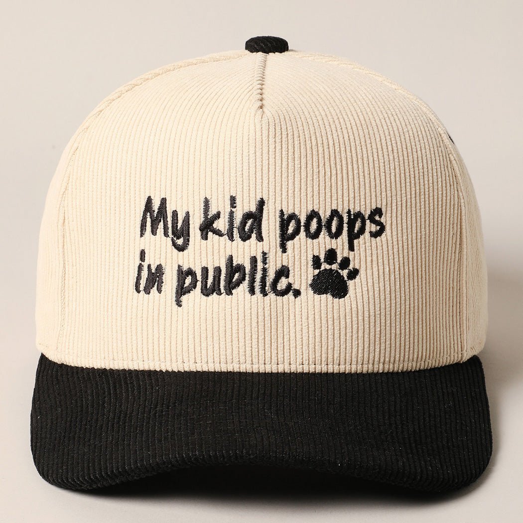My Kid Poops in Public Paw Corduroy Trucker Hat - Modern Companion