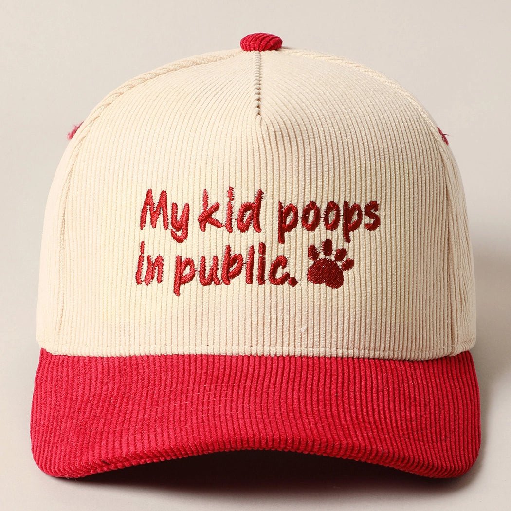 My Kid Poops in Public Paw Corduroy Trucker Hat - Modern Companion
