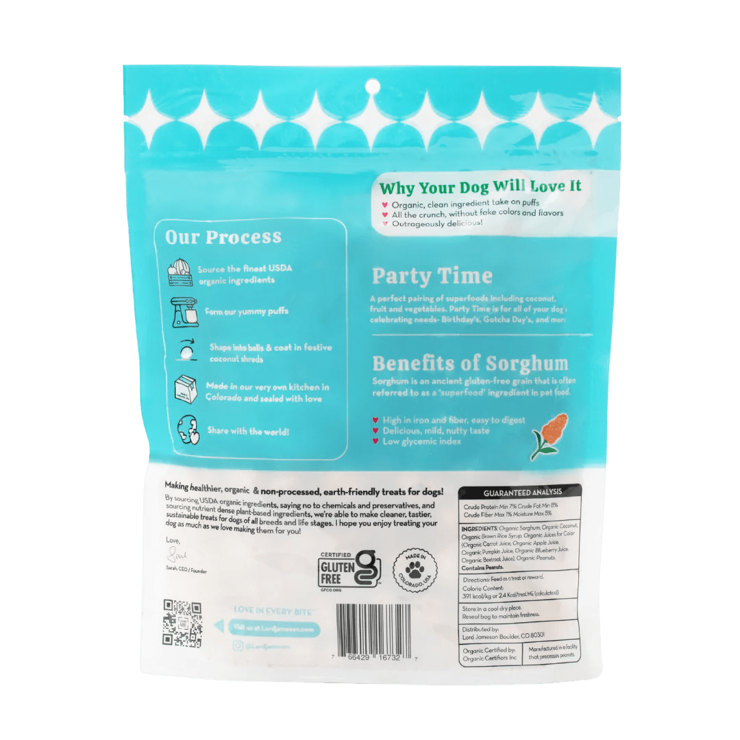 Party Time Love Puffs Organic Dog Treats - Modern Companion