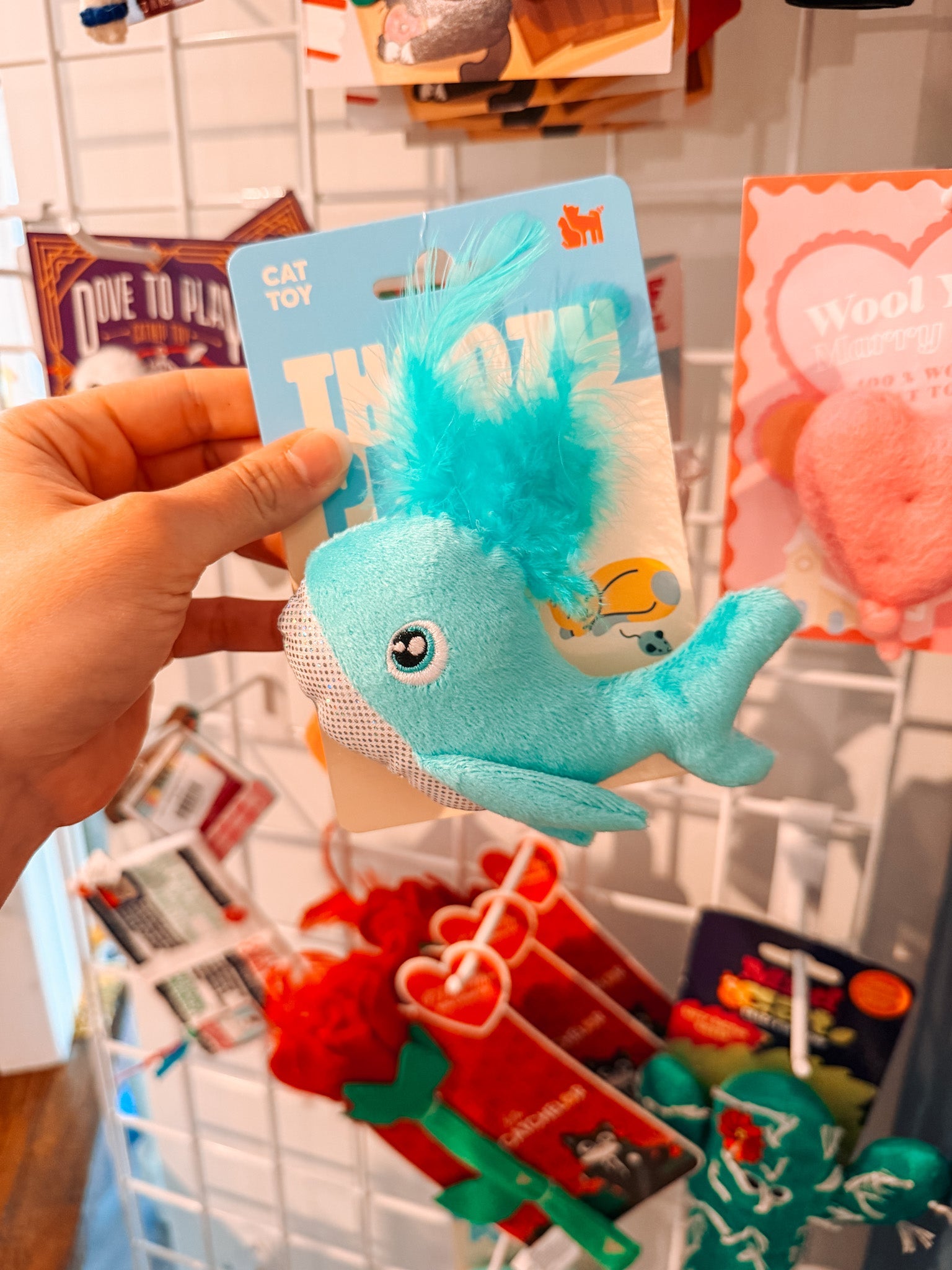 Whale with Feather Spout Cat Toy - Modern Companion