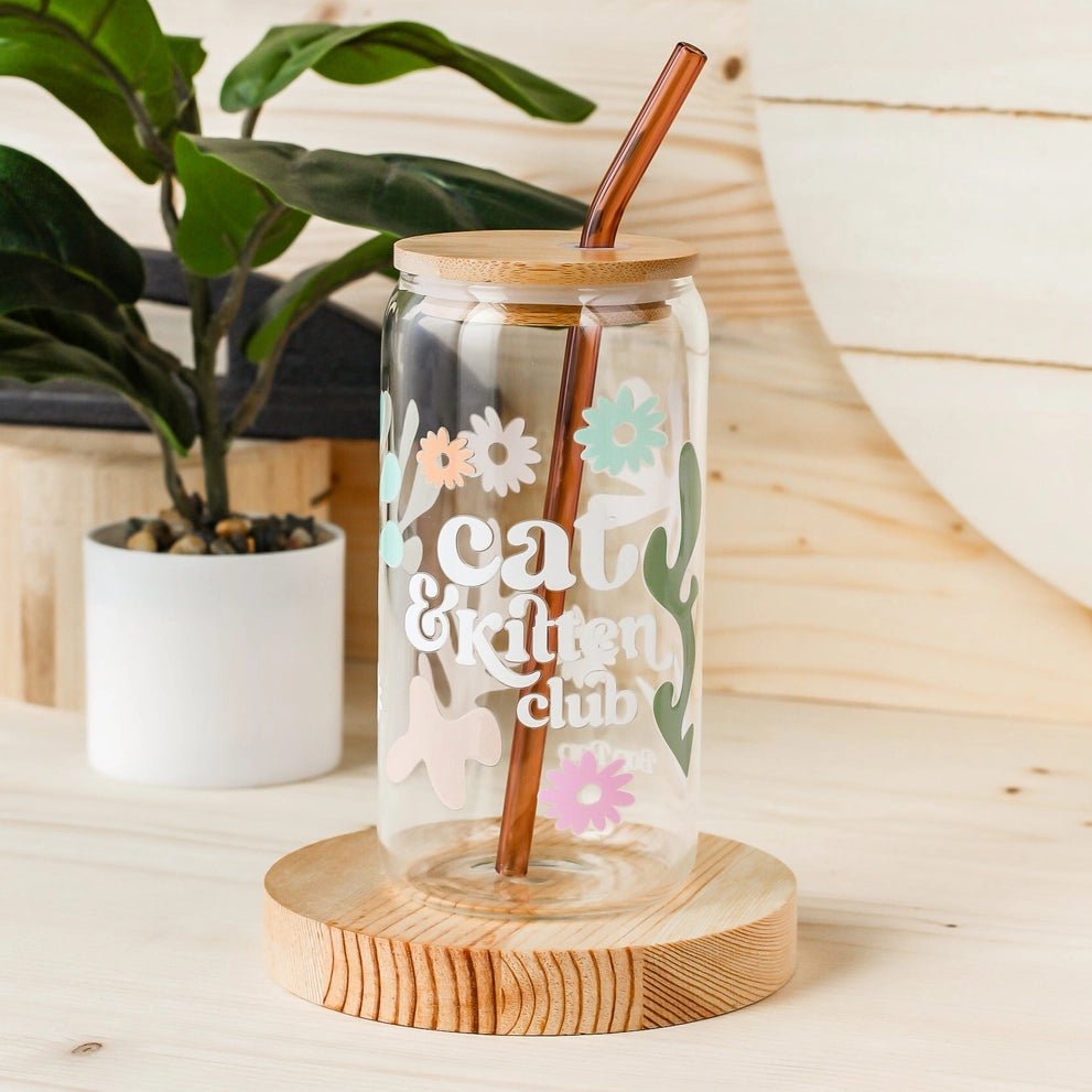 Cat & Kitten Club Glass Cup - Modern Companion
