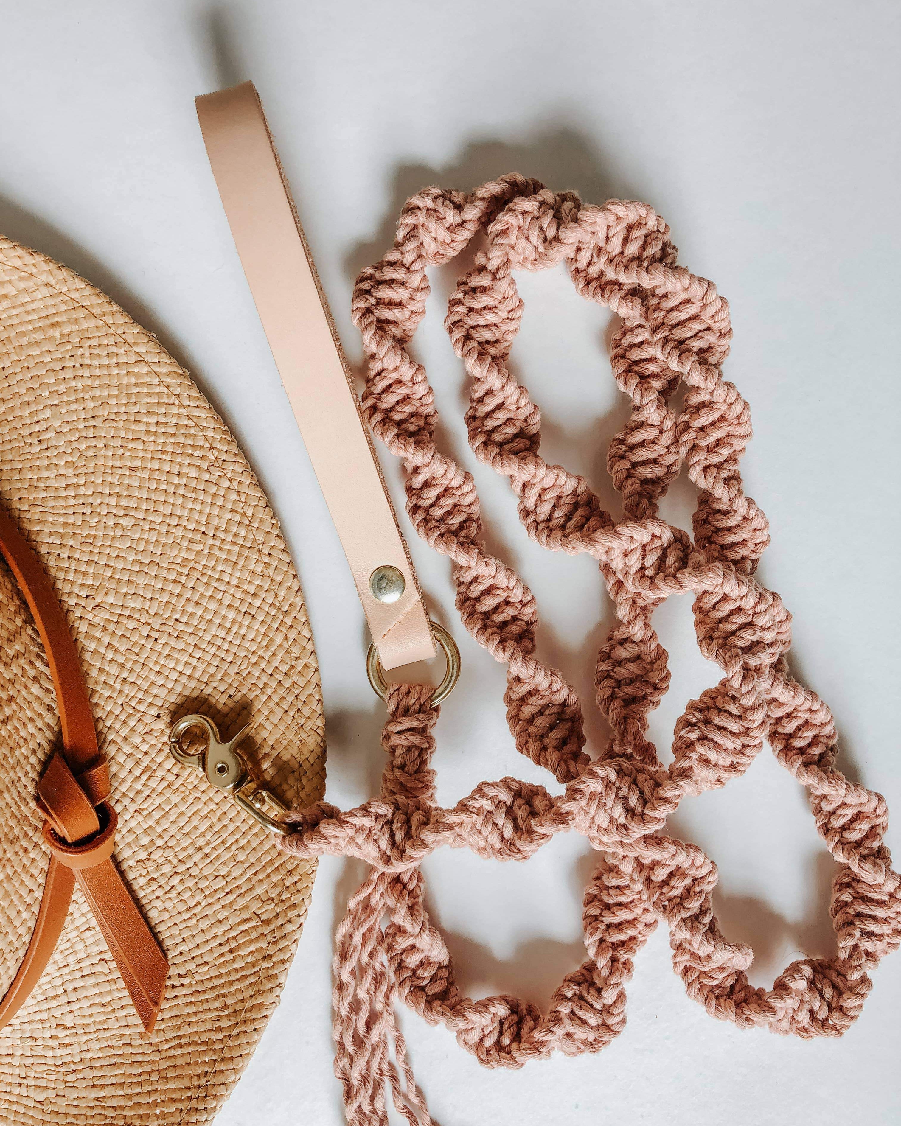 Macrame Dog Leash w/ Leather Handle - Modern Companion