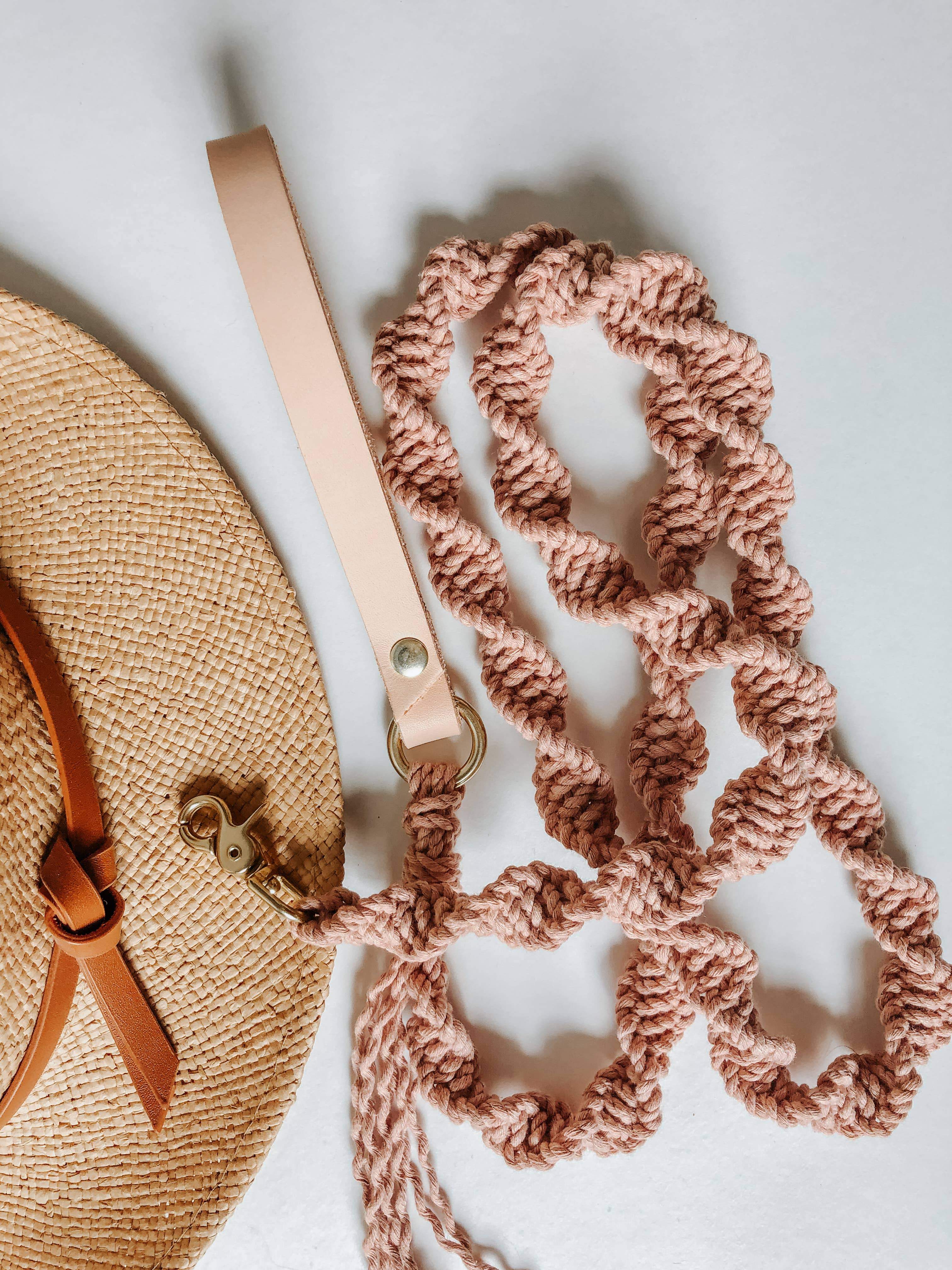 Macrame Dog Leash w/ Leather Handle - Modern Companion