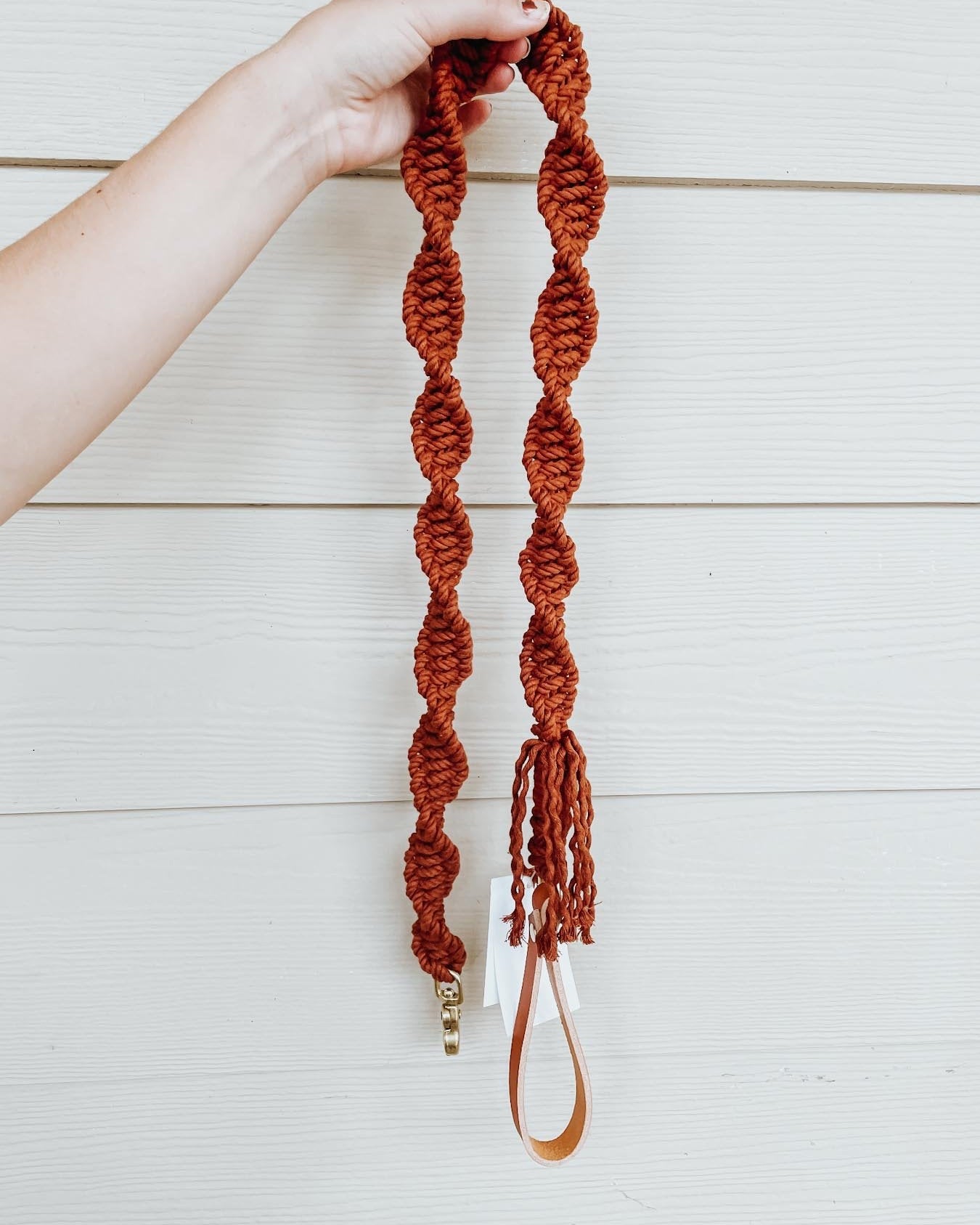 Macrame Dog Leash w/ Leather Handle - Modern Companion