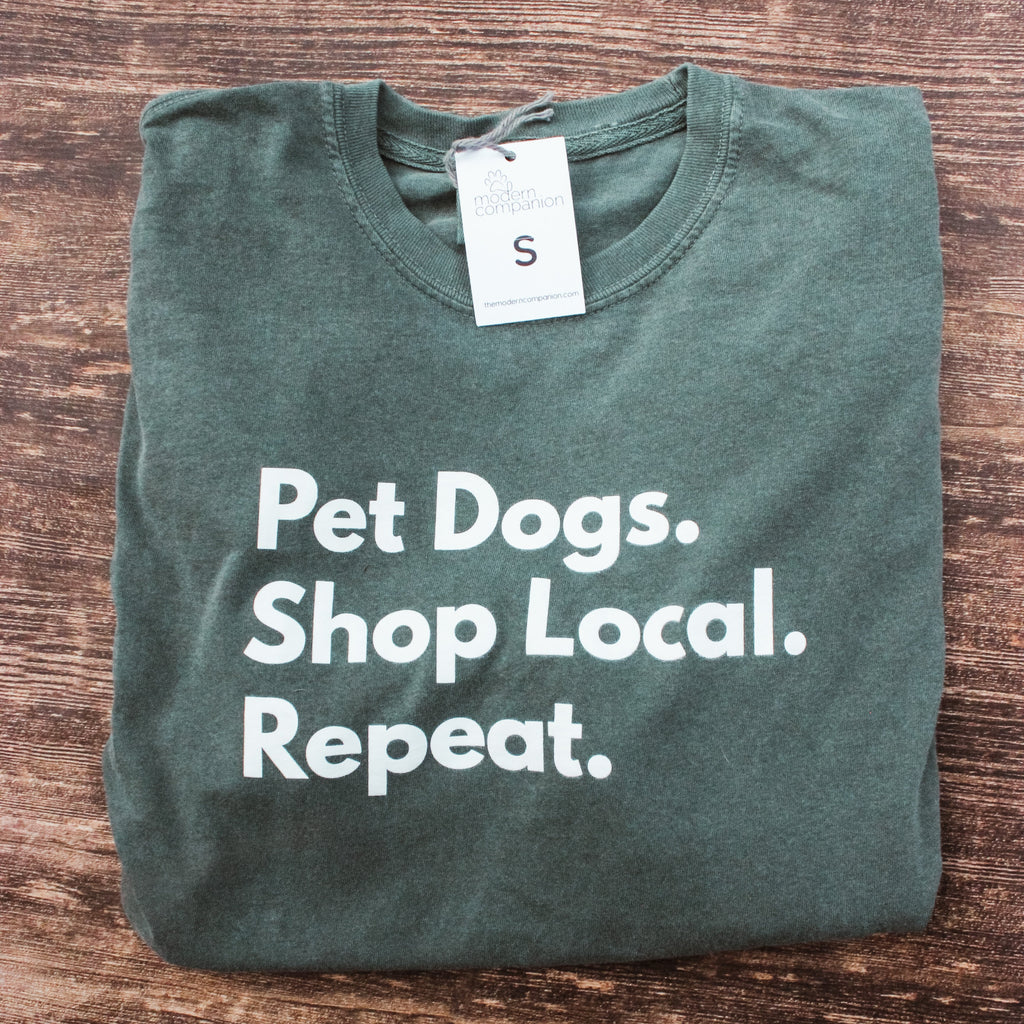 "Pet Dogs. Shop Local. Repeat.™” Short Sleeve Tee - Modern Companion