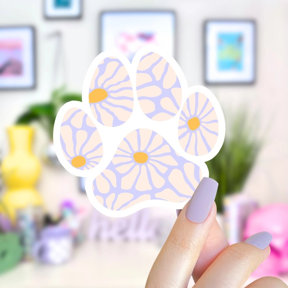 Purple Floral Paw Print Sticker - Modern Companion