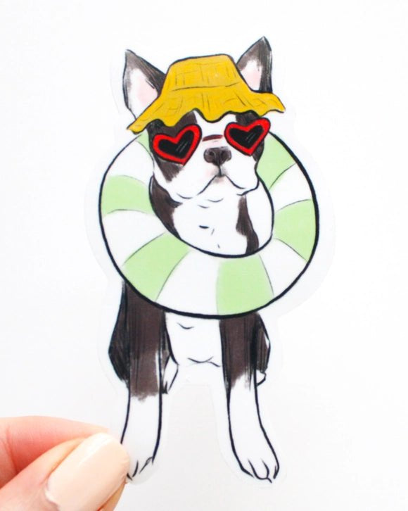 Beach Boston Terrier Sticker - Modern Companion