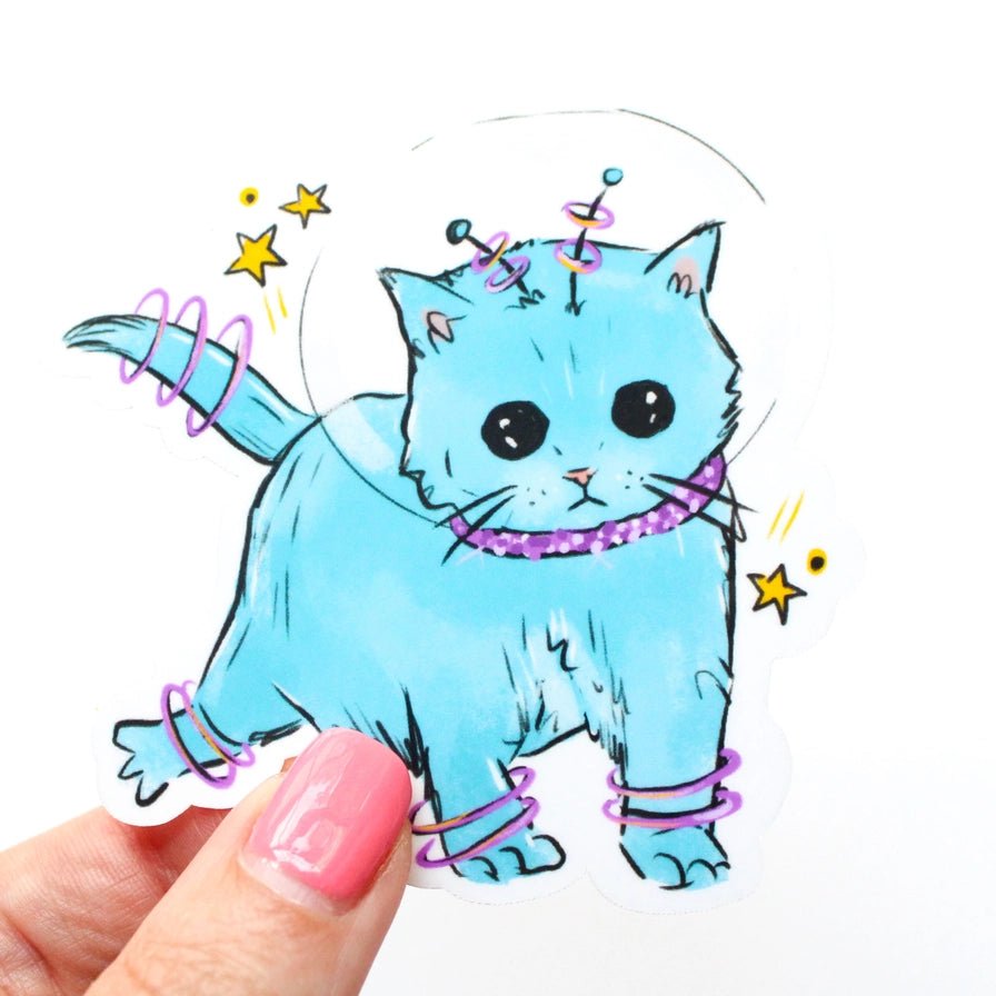 Blue Space Kitty Vinyl Sticker - Modern Companion