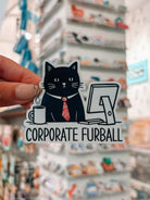 Cat Corporate Furball Laptop Sticker - Modern Companion