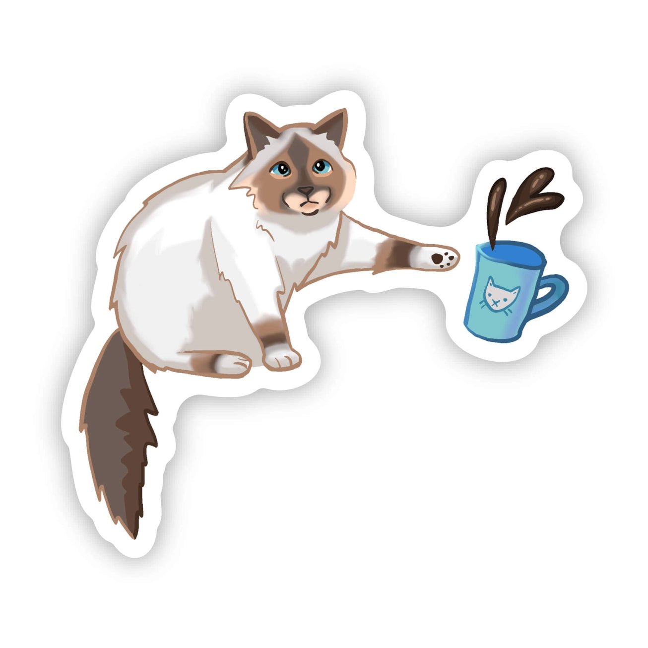 Cat Knocking Over Coffee Sticker - Modern Companion