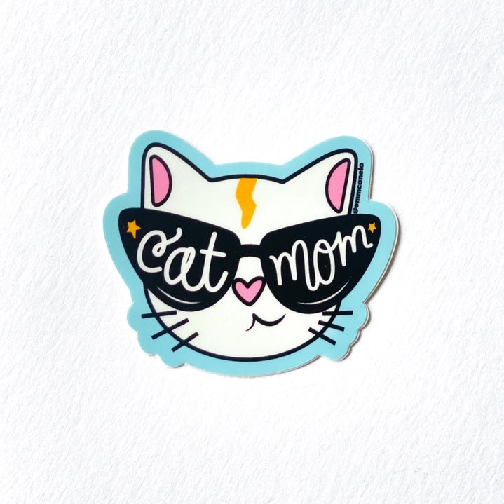 Cat Mom Glasses Sticker - Modern Companion