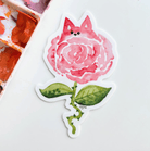 Cat Rose Flower Sticker - Modern Companion