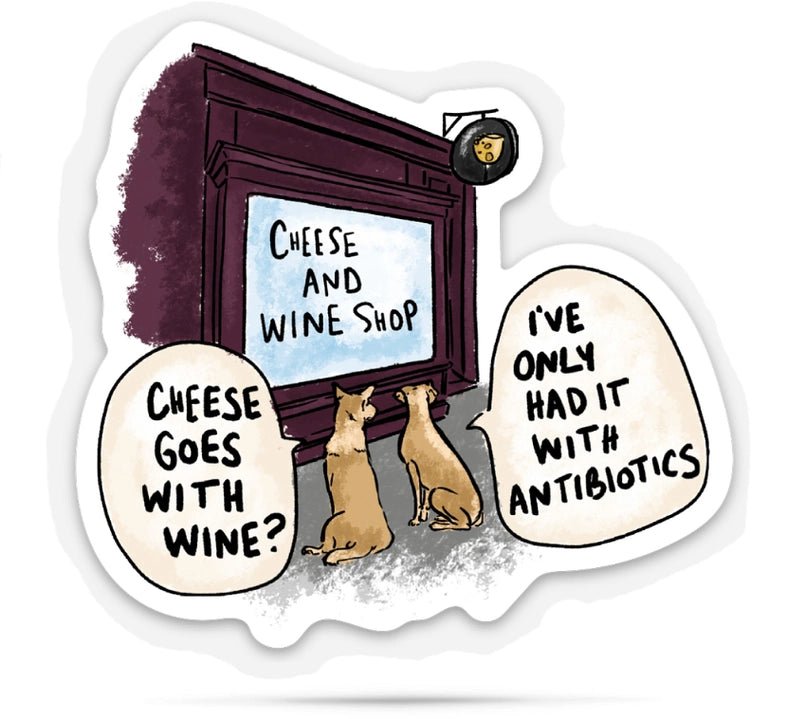 Cheese Goes with Wine Sticker - Modern Companion