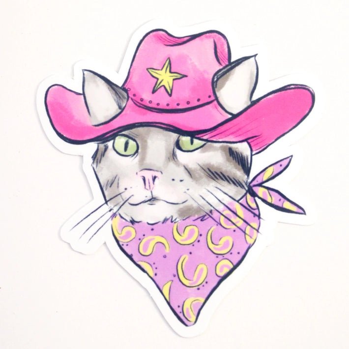 Cowgirl Kitty Vinyl Sticker - Modern Companion