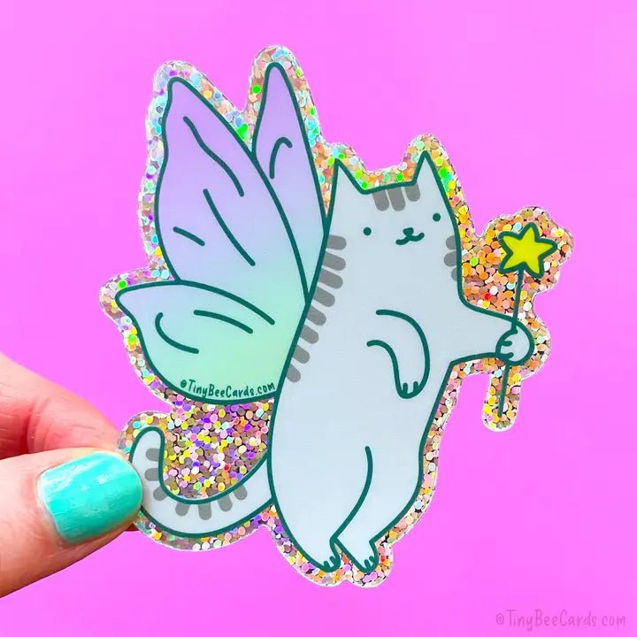 Fairy Cat Glitter Whimsical Sticker - Modern Companion