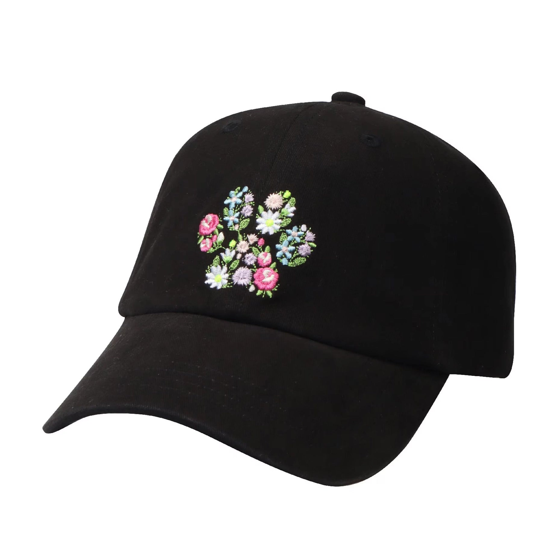 Floral Paw Embroidery Hat - Modern Companion