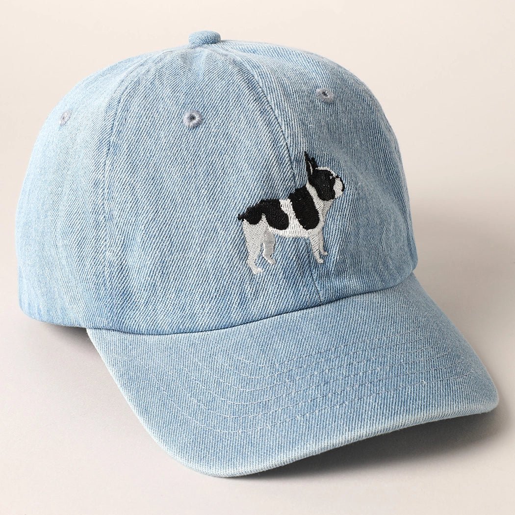 French Bulldog Dog Embroidered Denim Hat - Modern Companion