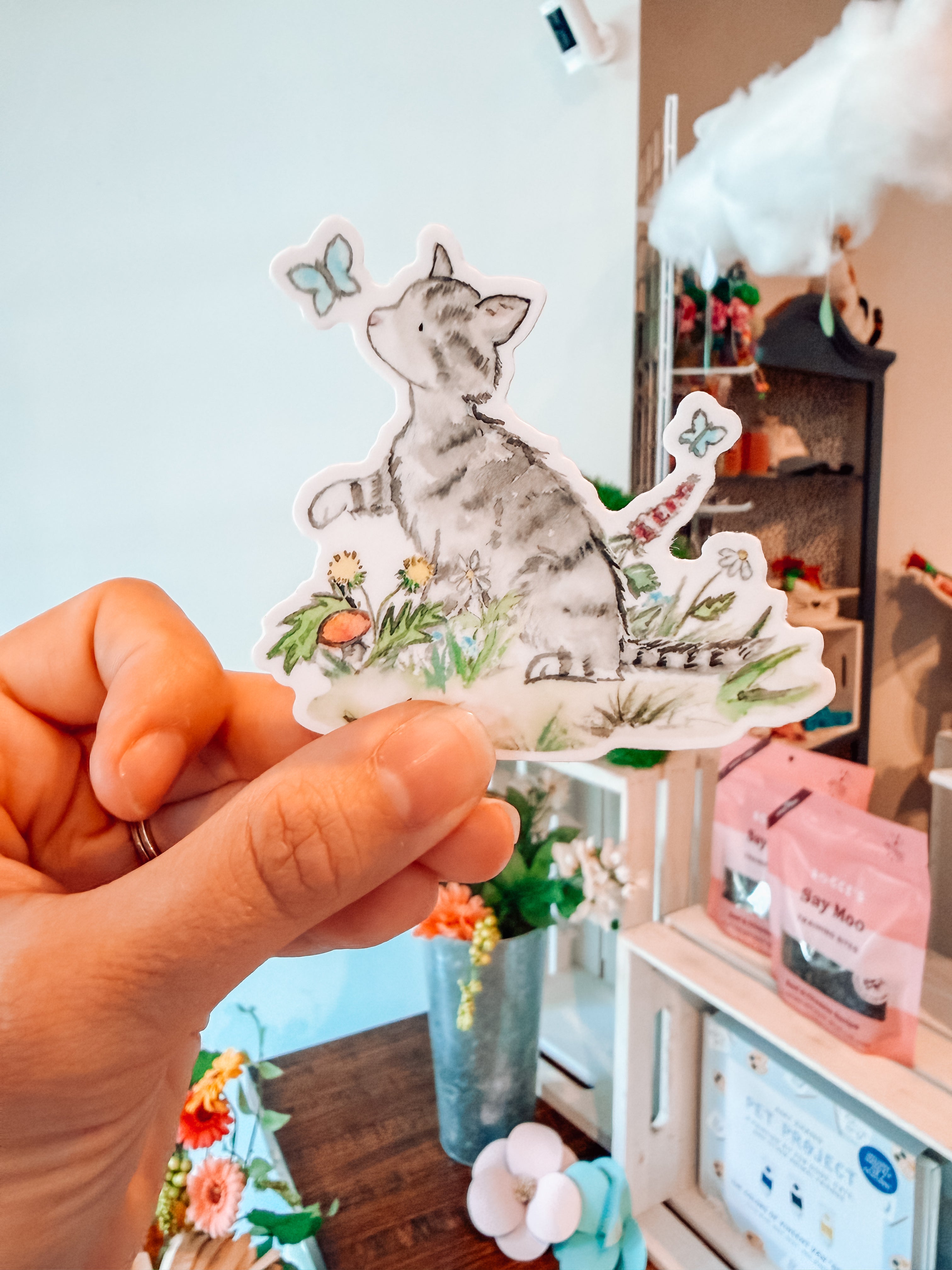 Gray Tabby Cat Sticker - Modern Companion