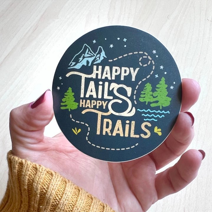 Happy Tails, Happy Trails Dog Sticker - Modern Companion