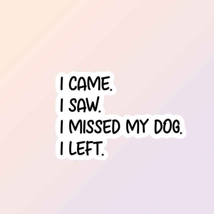 I Came. I Saw. I missed My dog. Sticker - Modern Companion