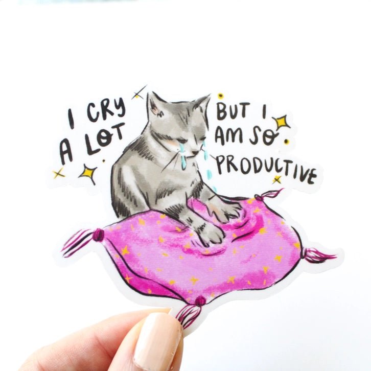 I Cry A Lot Cat Sticker - Modern Companion