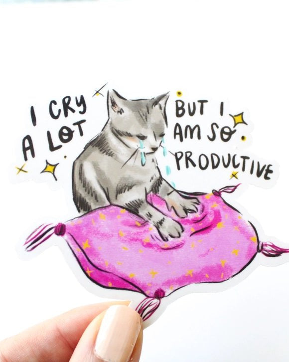 I Cry A Lot Cat Sticker - Modern Companion