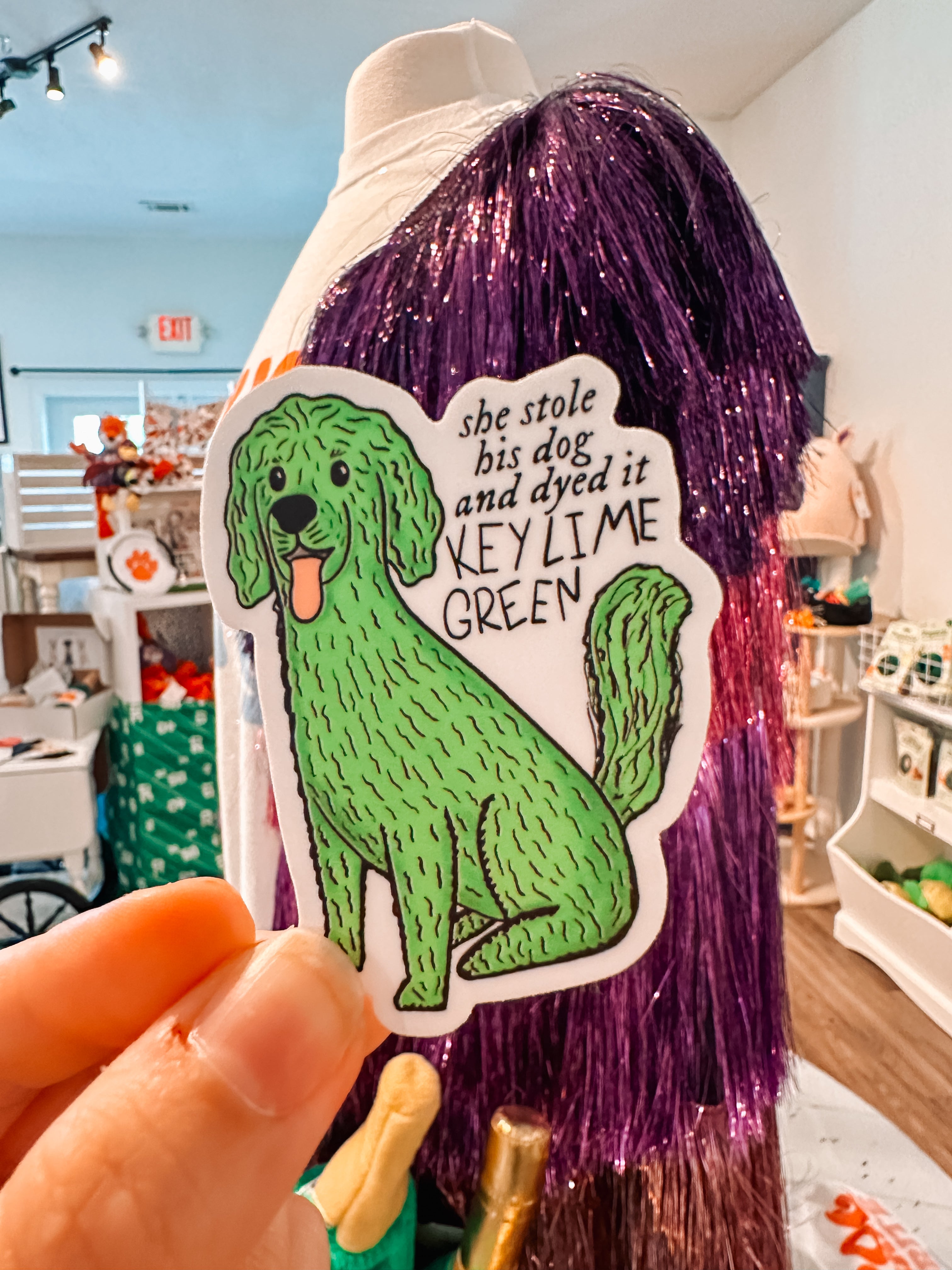 Key Lime Green Dog Sticker - Modern Companion