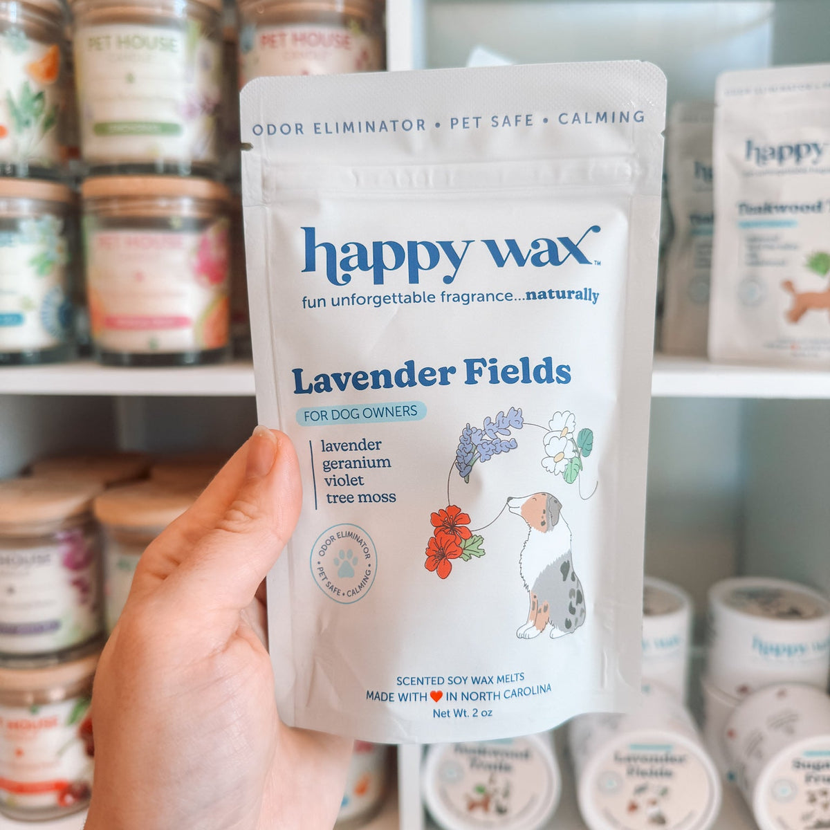 Happy Wax Lavender Fields Scented Wax Melts – Pet-Safe, Non-Toxic, Odor Eliminating For Dog Owners, 8 Oz Pouch