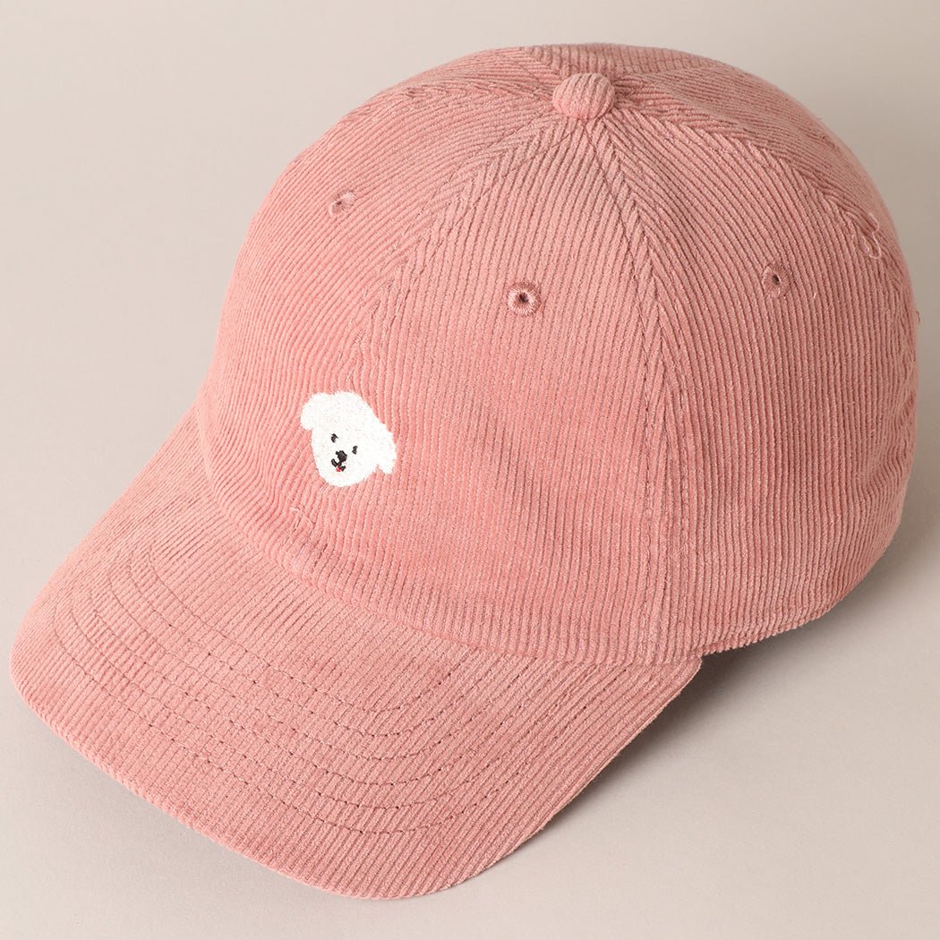 Maltese Dog Embroidery Corduroy Hat - Modern Companion