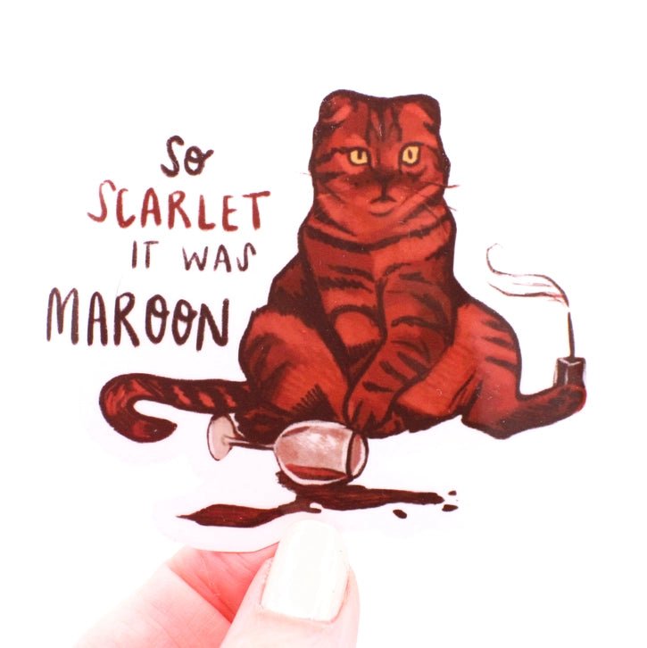 Maroon Cat Sticker - Modern Companion