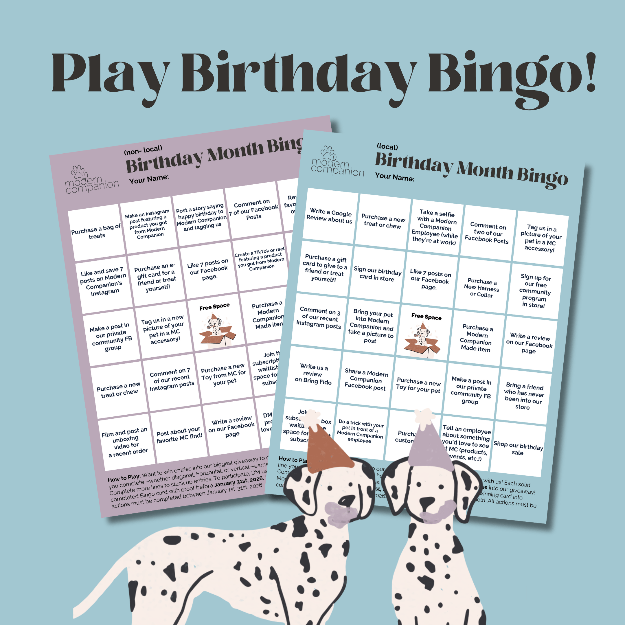 Modern Companion's 7th Birthday Bingo - Modern Companion