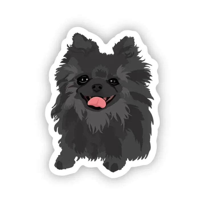 Pomeranian Black Gray Dog Vinyl Sticker - Modern Companion