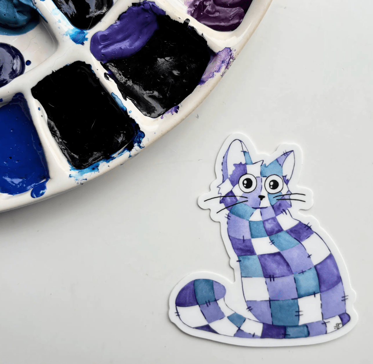 Quilted Cat Sticker - Modern Companion