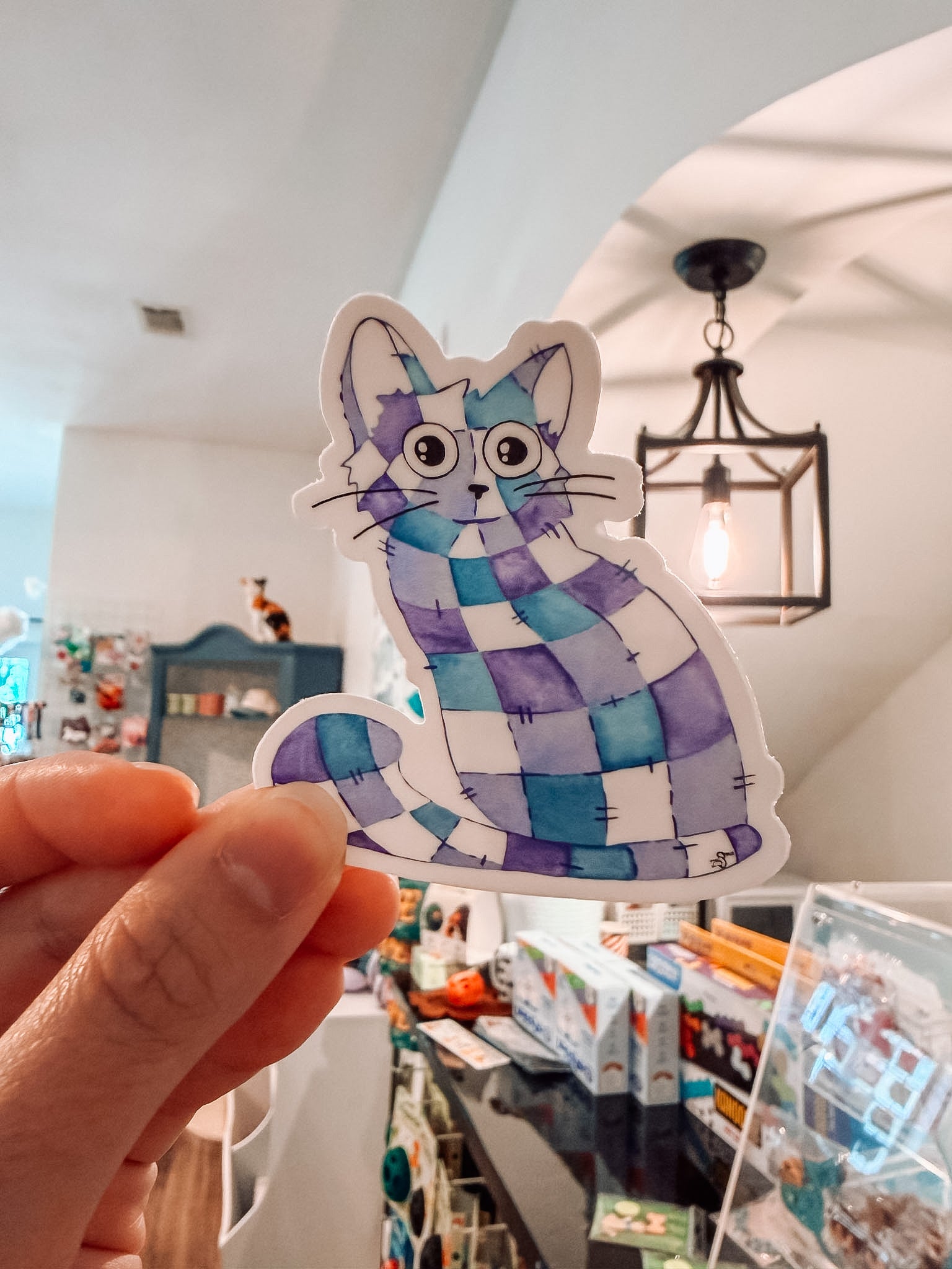 Quilted Cat Sticker - Modern Companion