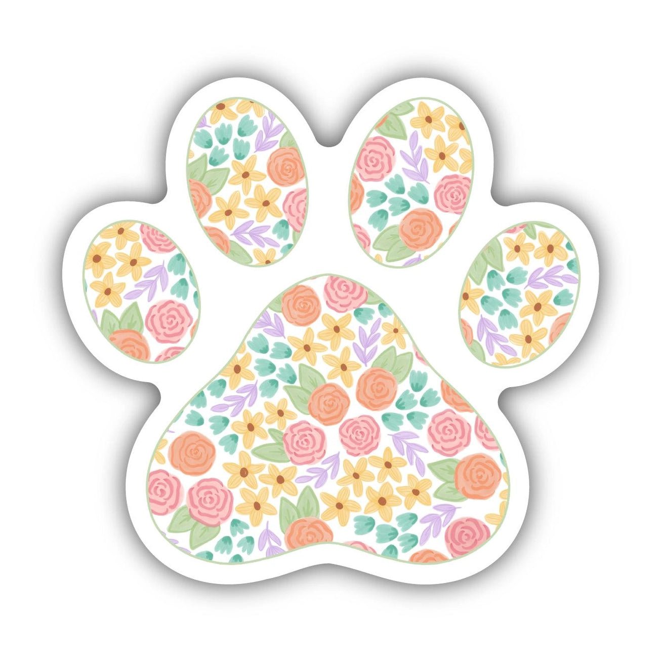 Spring Floral Paw Print Sticker - Modern Companion