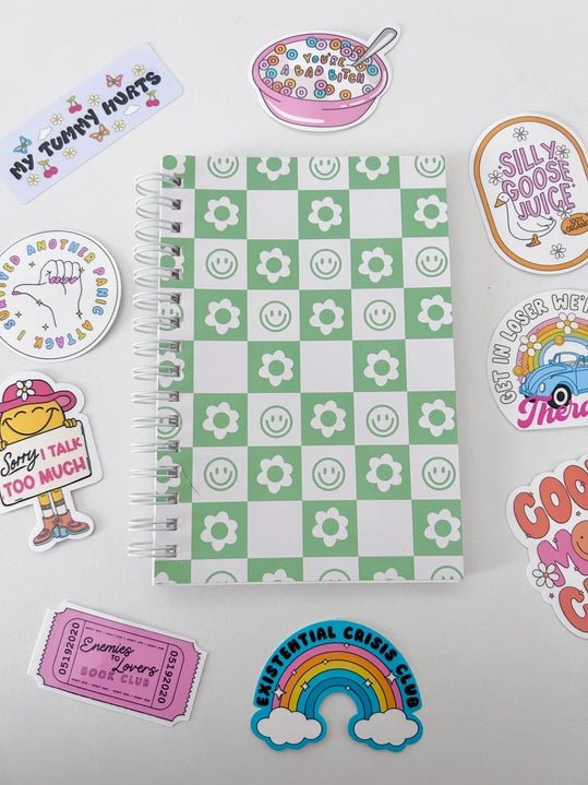 Sticker Collecting Notebook Green Checkered - Modern Companion