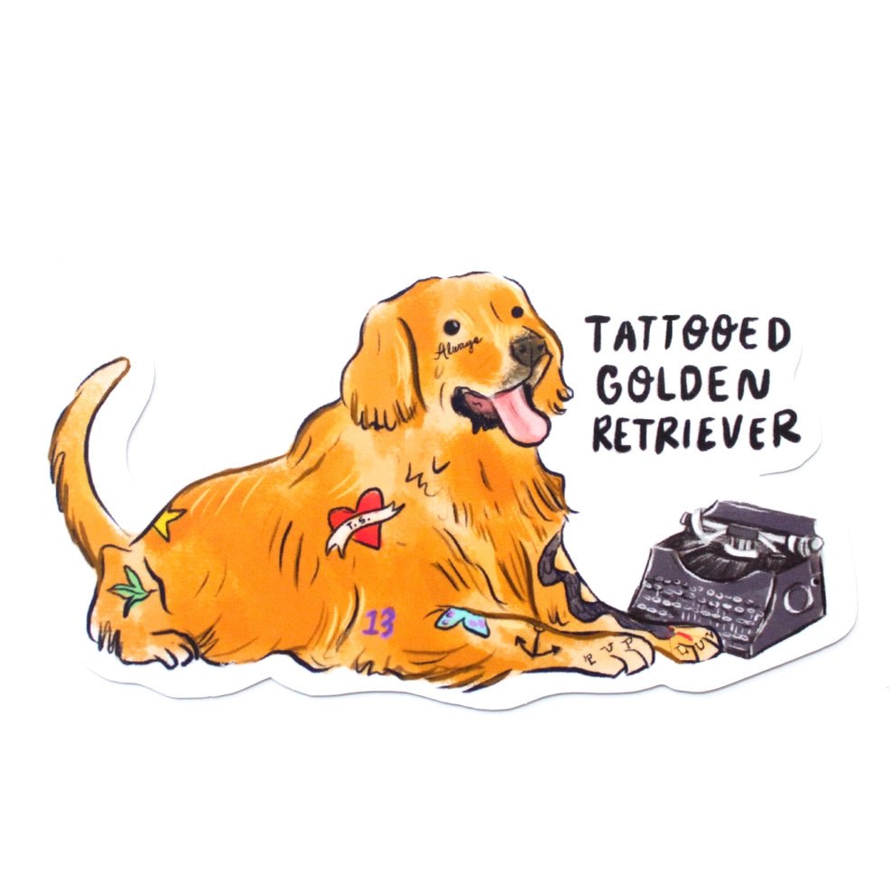 Tattooed Golden Retriever Sticker (Pre-Order) - Modern Companion