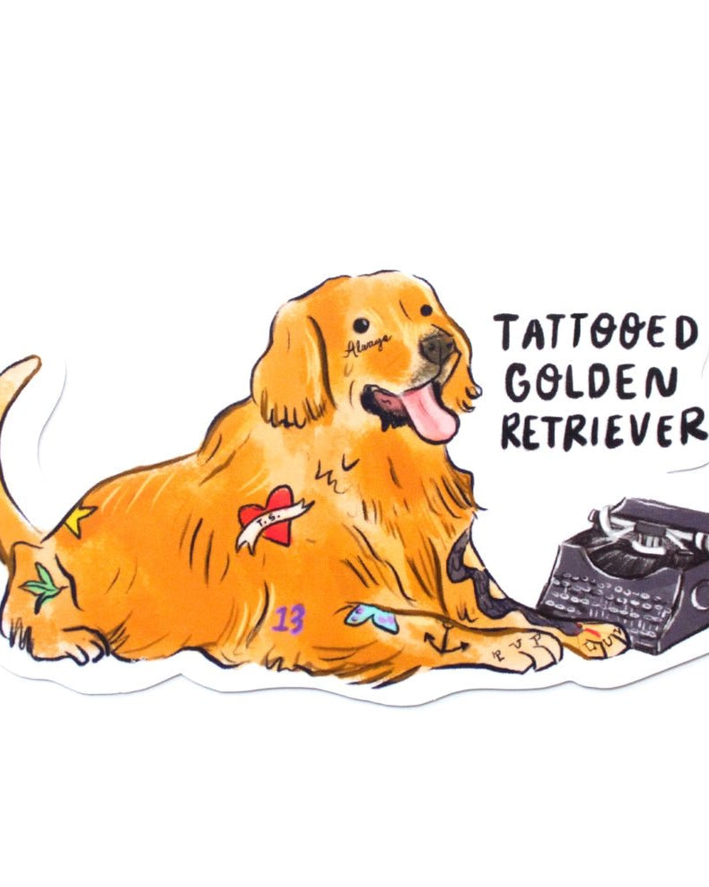 Tattooed Golden Retriever Sticker (Pre-Order) - Modern Companion