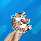 Watercolor Watermelon Cat Sticker - Modern Companion