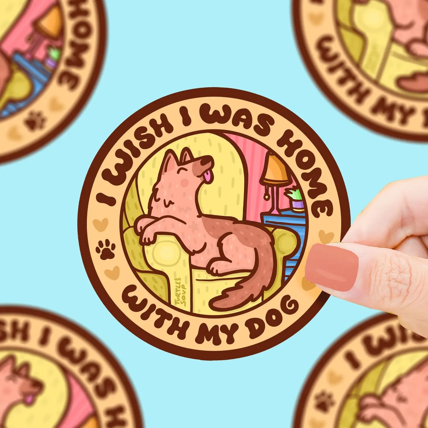 Wish I Was Home with My Dog Sticker - Modern Companion