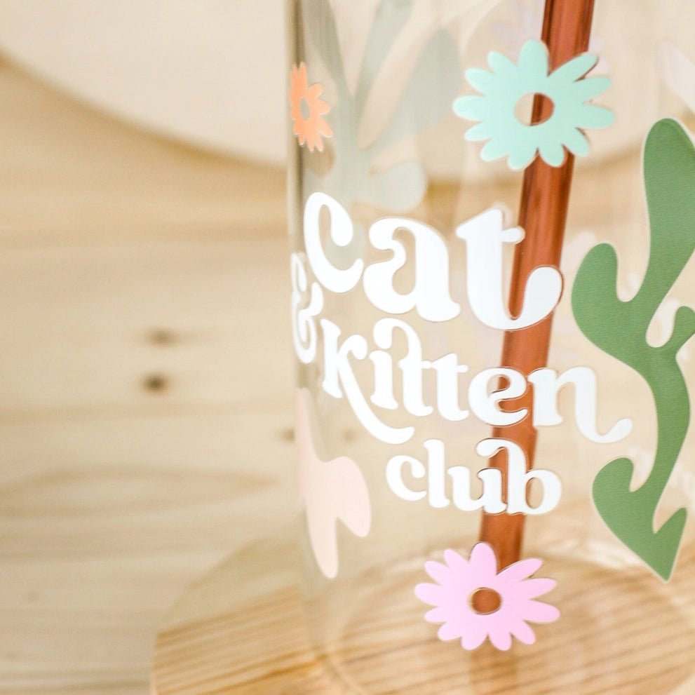 Cat & Kitten Club Glass Cup - Modern Companion