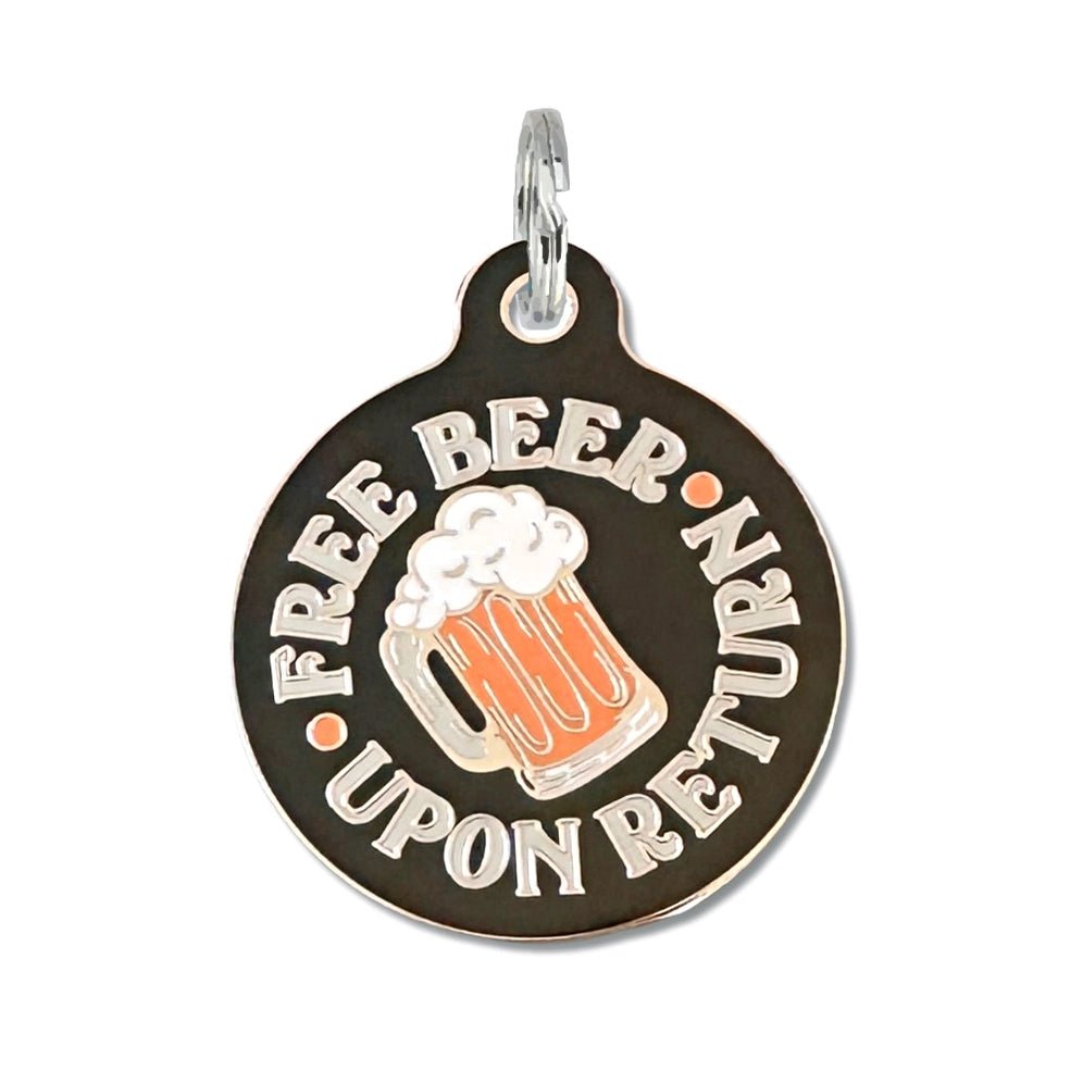 Free Beer Upon Return Pet ID Tag - Modern Companion